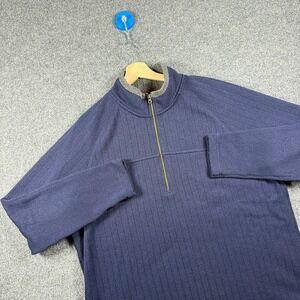 REI Fleece Pullover Mens XL Navy Blue Ribbed Quarter Zip Fall 2013